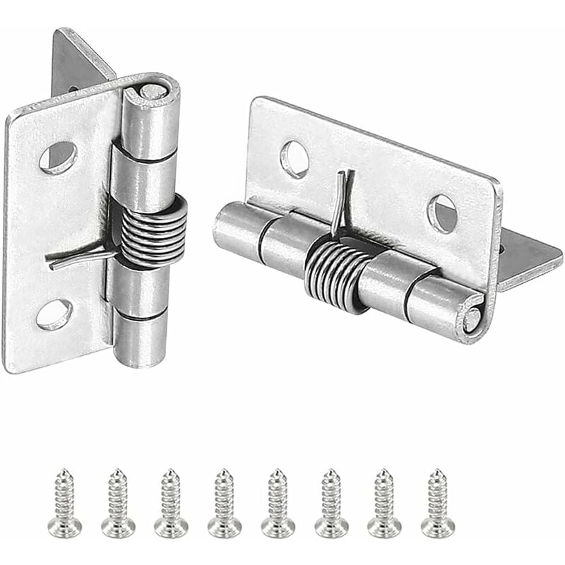 2 pièces charnières à ressort à ouverture fermeture automatique(5cm), charnières de porte à ressort en acier inoxydable 304, charnières à fermeture