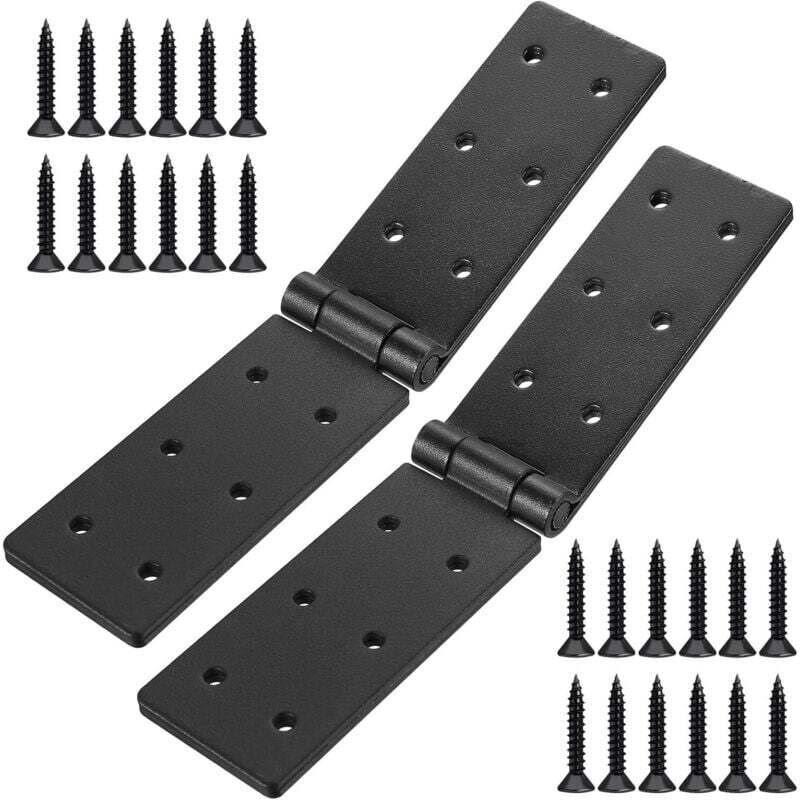 2 Pièces Charnières Pliantes Noires Robustes, Charniere Caisse, Charnière Coffre, Charnière pour Meuble Jardin en Bois Tiroir Coffre