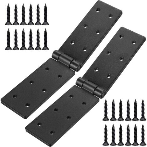 2 Pièces Charnières Pliantes Noires Robustes, Charniere Caisse, Charnière Coffre, Charnière pour Meuble Jardin en Bois Tiroir Coffre