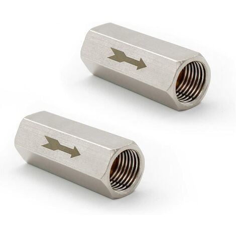 2 Pièces Clapet Anti-Retour 1/4 " Clapet Anti-Retour Hexagonal Air, Clapet Anti Retour à Sens Unique ,Pour Réservoir Sous Pression de Chaudière,SEMAket,argent