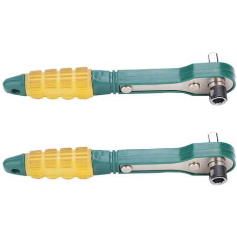2 Pièces Clé à Cliquet 1/4 Douille Hexagonale Acier 45 Outil à Main 144mm Vert Jaune