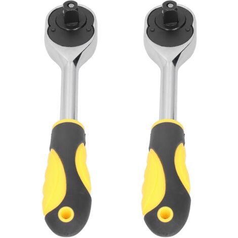 2 Pièces Clé à Cliquet Jaune Outil à Main Réparation Haute Torsion Clés Droites
