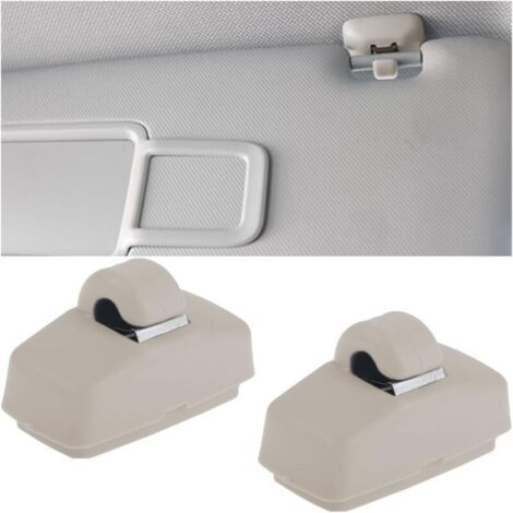 2 Pièces Clip Pour Visière De Voiture, Voiture Support Clip De Pare-Soleil, Crochet Pour Pare-Brise, Intérieur Pare-Soleil Crochet Support D'attache La Plupart Des Voitures(Beige)