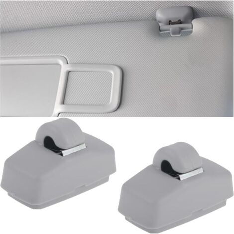 2 Pièces Clip Pour Visière De Voiture, Voiture Support Clip De Pare-Soleil, Crochet Pour Pare-Brise, Intérieur Pare-Soleil Crochet Support D'attache La Plupart Des Voitures(Gris)