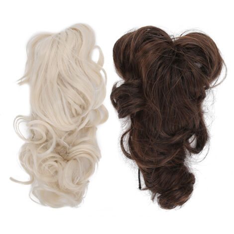 2 pièces Clip Serre-tête Bouclé Femme, Postiche Queue de Cheval en Fibre Synthétique à la Mode
