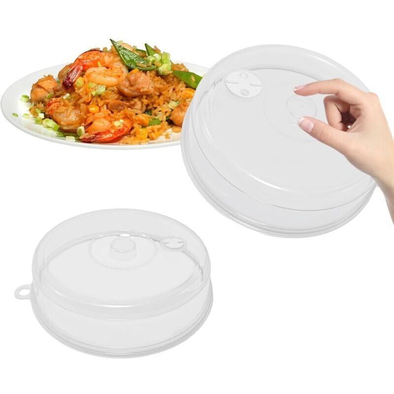 2 Pièces Cloche Micro Onde 23 cm et 17 cm, Anti-éclaboussures résistant couvercle micro-ondes, Cloche micro onde sans BPA, Tailles mixtes pour
