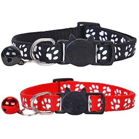 2 Pièces Collier pour Chaton Anti etranglement, Réglable Collier pour Chat Chaton Chiot avec Clochette et Boucle de Sécurité, 19-32cm