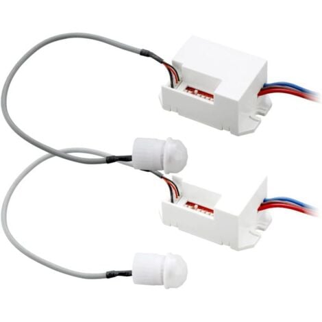 LONGZIMING 2 Pièces Commutateur de capteur Infrarouge,Détecteur de Mouvement Encastrable Plafond Infrarouge Blanc -Mini détecteur de Mouvement Infrarouge, Distance Détection 3 à 6m en Champ Libre - Angle 360°