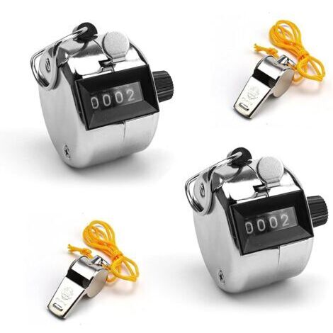 2 Pièces Compteur Manuel, Compteur, Compteurs Manuels à 4 Chiffres, Compteur à Main Portable, avec 2 Sifflets, pour Ecoles, Gymnases, Entrepôts