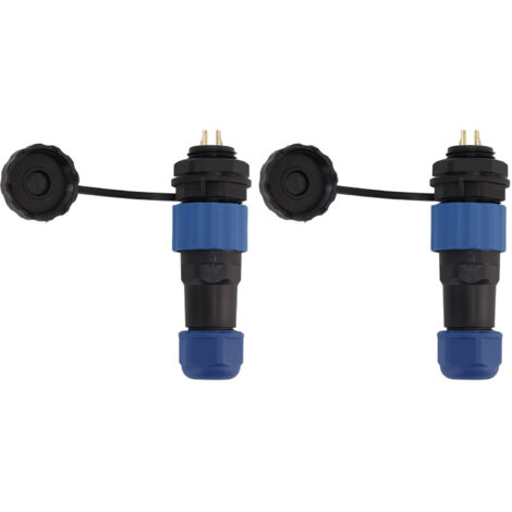 2 Pièces Connecteur Aviation SD16 Étanche IP68, Prise Femelle et Socle Mâle SD16 2 Broches, Filetage G3/8 avec Écrou Arrière