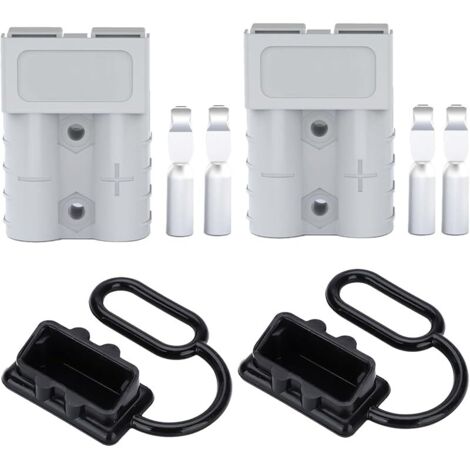 2 Pièces Connecteur de Batterie 600V 50A, Prise Connecteur Batterie, Connecteur Rapide de Batterie 50 A, pour Voiture, Moto, Van et Bateau, Connecteurs fiables et durables, Facile à Installer