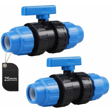 2 Pièces Connecteur en PP pour Tuyau d'eau, Connecteur de Serrage pour Tuyaux en PE, 25mm (Bleu)