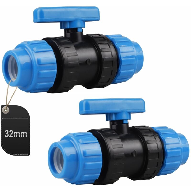 Beijiyi - 2 Pièces Connecteur en pp pour Tuyau d'eau, Connecteur de Serrage pour Tuyaux en pe, 32mm (Bleu)