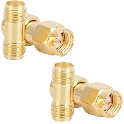 2 Pièces Connecteur SMA Mâle à Mâle Double Passage Doré, 2 Pièces Adaptateur SMA Femelle à Femelle Double Passage