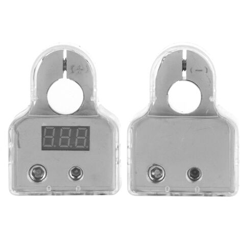 2 pièces connecteurs de borne de batterie de voiture avec voltmètre surveillance en temps réel 0/4/8 AWG jauge couvercle transparent