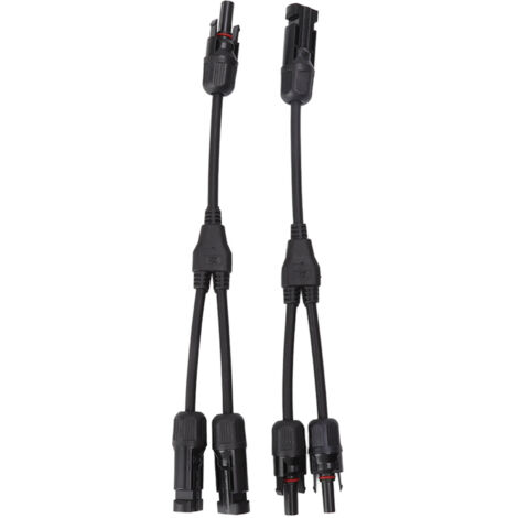 2 Pièces Connecteurs Solaires en Y, Diviseur 1 vers 2, Câble d'Adaptateur Parallèle pour Panneaux PV, Fiche DC 1000V Noir