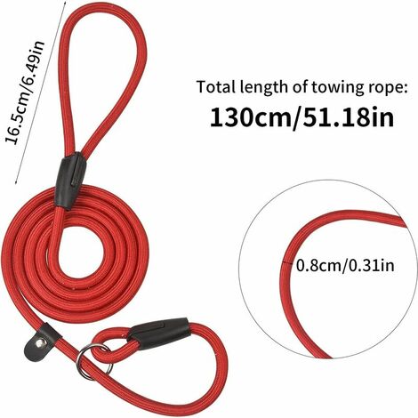 2 Pièces Corde Laisse Chien, Laisse de Chien en Nylon, Souple Solide Corde, Anti-Traction Laisse, Laisse Dressage Chien, Collier Laisse Chien pour Petits Moyens Grands Chiens (Noir+Rouge)