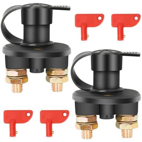 2 Pièces Coupe Circuit Batterie 12v / 24V Interrupteur coupe Batterie ON/OFF Coupe-batterie de voiture pour Yacht Bateau Camion Bus Camping-Cars Voiture Moto