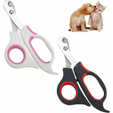 2 Pièces Coupe Ongles pour Animaux, Coupe Ongles pour Chats, Coupe Griffes de Chat, Ciseaux à Ongles pour Chat, Rose et Noir,