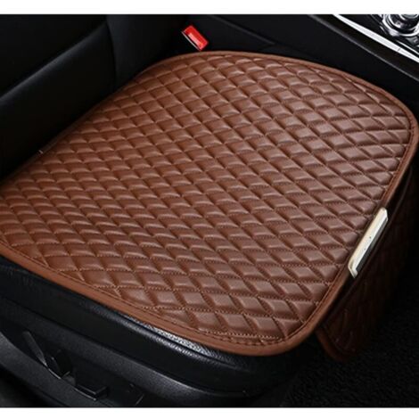 2 Pièces Coussin de Siège Voiture avec Poche, Coussin Siege Voiture PU Cuir Housse de Siege Voiture, Confortable Antidérapant Coussin pour Auto, Automobile Confort Intérieur(Café)