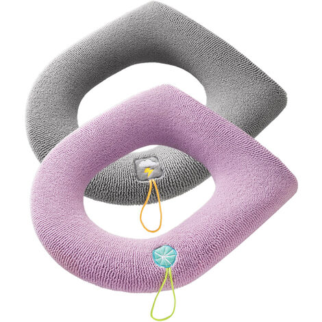 TOVBMUP 2 pièces coussins de couverture de siège de toilette chauds pour salle de bain coussins de siège de toilette doux et épais avec poignée sièges de toilette combinaison d'installation facile