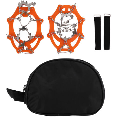 2 Pièces Crampons 19 Dents Acier Inoxydable Antidérapants pour Chaussures de Randonnée Taille M Orange