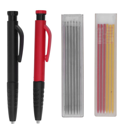 2 Pièces Crayon de Menuisier et Outil de Traçage avec 12 Recharges pour Travail du Bois