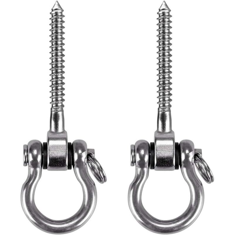 2 Pièces Crochet a Visser, Acier Inoxydable 304 Robuste 180° Crochet Plafond pour Aire de Jeux Intérieure Extérieure Yoga, Hamac ,Corde, Balançoire,