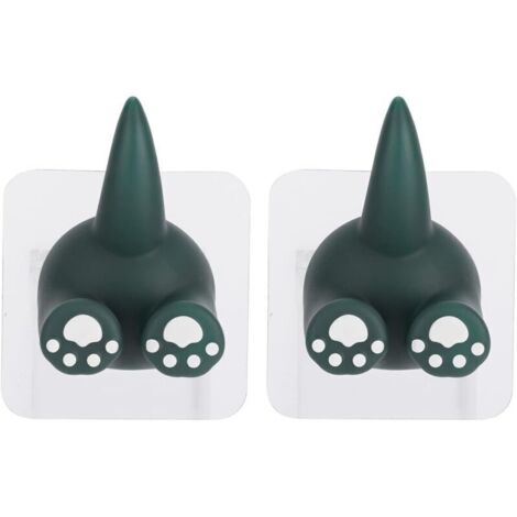 2 Pièces Crochet de Queue d'Animal Crochets Mignons pour Animaux de Compagnie Crochet de Queue d'Animal de Dessin Animé Mignon Crochet de Ventouse de Queue d'Animal (dinosaur green)