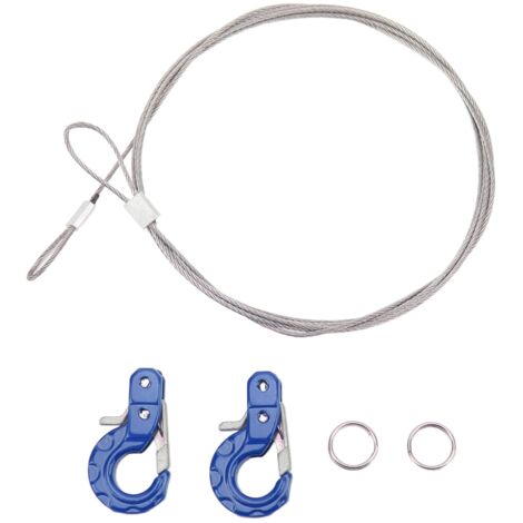 2 pièces Crochet de Remorque RC en Alliage d'Aluminium Léger et Compact pour SCX10 D90 TRX4, Crochet à Chaîne avec Corde en Acier, Bleu