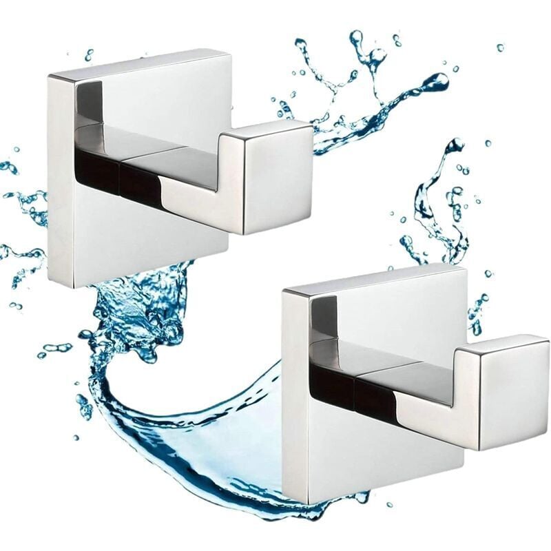2 Pièces Crochet de Salle de Bain Chrome, Crochet Mural Home Patère à Crochets, Crochets pour Serviettes de Bain, Acier Inoxydable SUS304