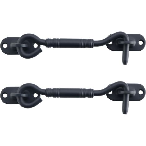 2 Pièces Crochet Fermeture Fenêtre, Crochet de Porte, Support de Fenêtre Silencieux, Verrou de Porte Interieure avec Vis de Montage, en Acier Inoxydable, Noir