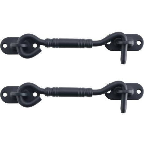 2 Pièces Crochet Fermeture Fenêtre, Crochet de Porte, Support de Fenêtre Silencieux, Verrou de Porte Interieure avec Vis de Montage, en Acier Inoxydable, Noir