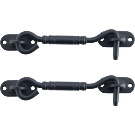2 Pièces Crochet Fermeture Fenêtre, Crochet de Porte, Support de Fenêtre Silencieux, Verrou de Porte Interieure avec Vis de Montage, en Acier Inoxydable, Noir