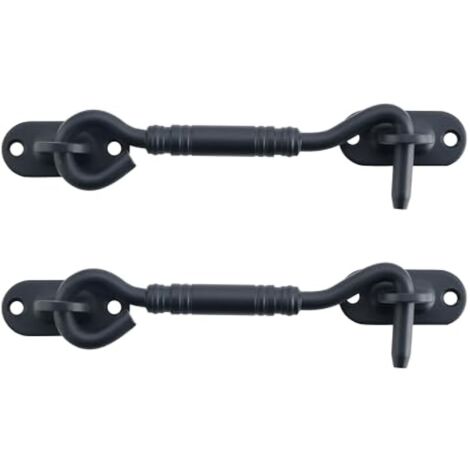 2 Pièces Crochet Fermeture Fenêtre, Crochet de Porte, Support de Fenêtre Silencieux, Verrou de Porte Interieure avec Vis de Montage, en Acier Inoxydable, Noir