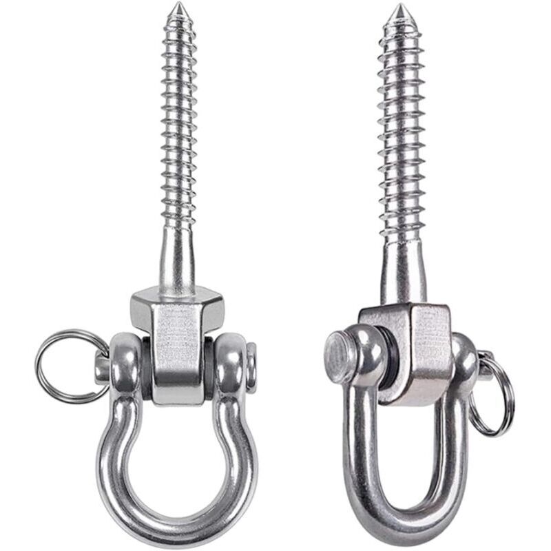 2 Pièces Crochet Plafond 800KG Capacité 304 Acier Inoxydable Crochet Balancoire Fixation Hamac Crochet a Visser pour Aire de Jeux Intérieure