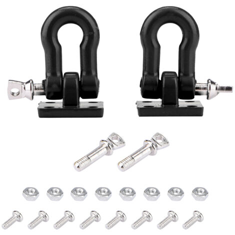 2 pièces Crochets de Remorque Aluminium Échelle 1:10 pour Voiture RC Grimpeur Crawler Camion (Noir)