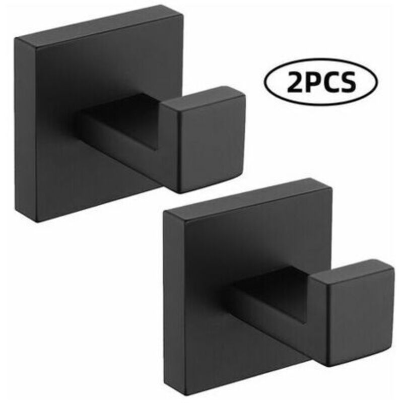 2 Pièces Crochets Muraux Crochets Porte-Serviettes Noir En Acier Inoxydable 304 Crochets Crochets Antirouille Crochets étanches Accessoires De Salle