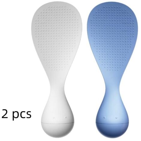2 pièces Cuillère à Riz Anti-Adhésive Créative, Cuillère à Riz pour Tumbler, Spatule à Riz pour Tumbler, Non-Collante (Blanc + Bleu)