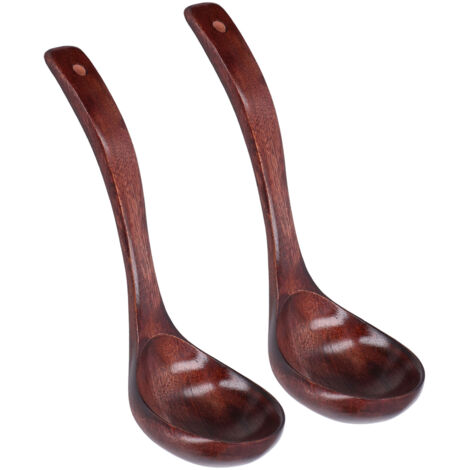 2 Pièces Cuillère en Bois Longue pour Café, Dessert et Porridge - Set de Louche et Cuillère avec Manche Long, Largeur 9cm