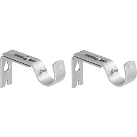 2 Pieces Curtain Rod Bracket, Adjustable Curtain Rod Holder Metal Curtain Rod Bracket for Curtain Rod Home Bedroom Fixing (Silver)