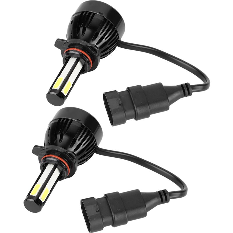 2 pièces de ampoules LED 9012 COB 80W 6000K, phare à 4 côtés avec ventilateur de refroidissement,de DEBUNS