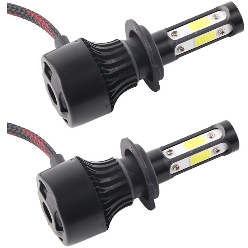 2 pièces de ampoules LED X7‑COB 6500K H7 pour phare de voiture, lumière avant en aluminium ABS,de