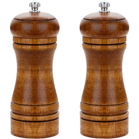 2 pièces de Bois, de Sel et de Poivre-moulins à Poivre et Salière-Set en Bois avec Keramikkern, petit
