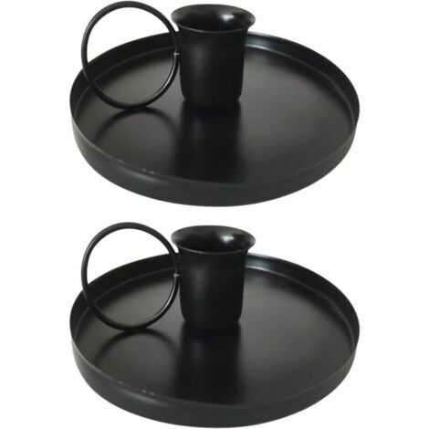 2 pièces de bougeoirs en fer, bougeoirs métalliques coniques, bougeoirs noirs, support de chandelier rétro, pour la décoration de mariage, fête, table à manger, cadeau de mise en service de mai