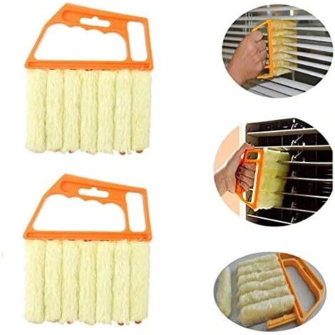 2 pièces de brosses de nettoyage pour stores vénitiens, dépoussiéreurs pour stores vénitiens, brosses de nettoyage pour stores vénitiens en plastique, équipement de nettoyage de maison avec 7 lattes
