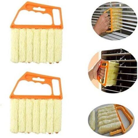 2 pièces de brosses de nettoyage pour stores vénitiens, dépoussiéreurs pour stores vénitiens, brosses de nettoyage pour stores vénitiens en plastique, équipement de nettoyage de maison avec 7 lattes