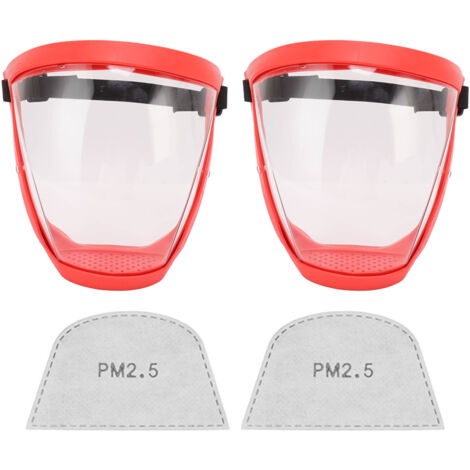 2 pièces de cache-visage de protection réutilisable avec élastique et filtres en coton, transparent pour enfants en rouge et blanc