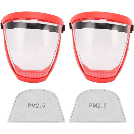 2 pièces de cache-visage de protection réutilisable avec élastique et filtres en coton, transparent pour enfants en rouge et blanc