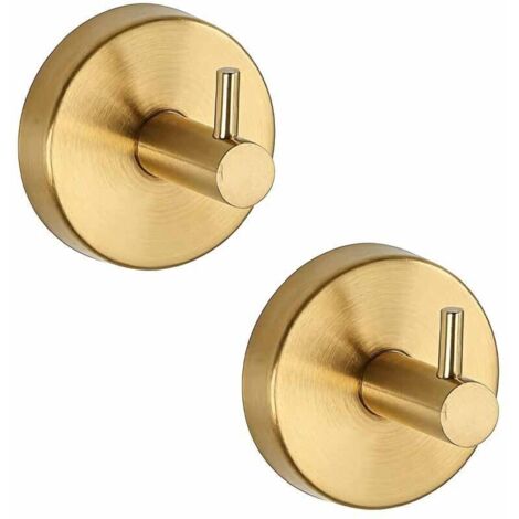2 pièces de Crochets à ventouse en acier inoxydable Crochet porte-serviettes amovibles Porte-serviettes sans perçage Pour salle de bain, cuisine, porte vitrée, mur-, doré